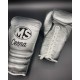 Silver Metallic Fighting Leather Boxing Gloves 12oz, 14oz, 16oz