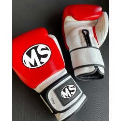 Red White Sparring Premium Quality Leather Boxing Gloves 16oz