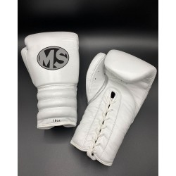 Pearl White Fighting Leather Boxing Gloves 12oz, 14oz, 16oz
