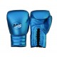 MASSEE Hook and Loop Leather Training Boxing Gloves - 14 oz - Blue Metallic
