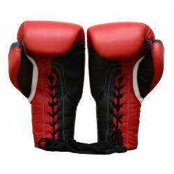 Red Black Pro Fighting Leather Grant Boxing Gloves 