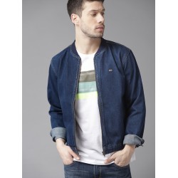 New man patchwork matching color loose personality fashion bomber denim jacket men 