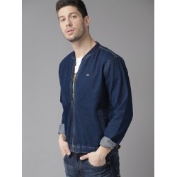 New man patchwork matching color loose personality fashion bomber denim jacket men 