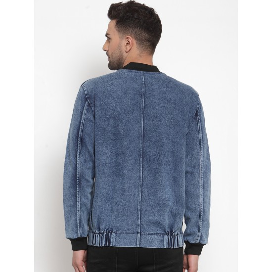 Custom Logo Printed Autumn Windproof Cotton Fashion Men's Blue Denim Jacket 
