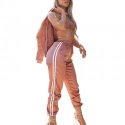 Pink Color Sexy women clothing sportswear wholesale plain sweat suits 