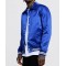 Collared Blue Color Satin Bomber jacket  
