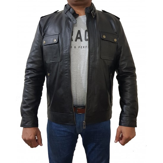 Men Fashion Black Leather Jacket 