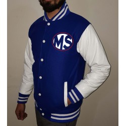 Blue and White Men Letterman Varsity Jacket