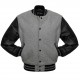 Grey and Black Leather Sleeves Varsity Jacket Baseball Letterman Bomber Jacket 