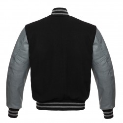 Black and Gray Letterman Varsity Jacket 