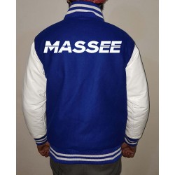 Blue and White Men Letterman Varsity Jacket