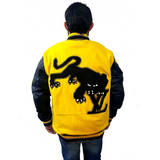 Yellow and Black Letterman Varsity Jacket 