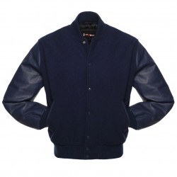 Solid Navy Varsity Jacket College Baseball Letterman Jacket 