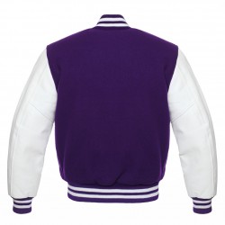 Custom Varsity Jacket Purple and White Leather Sleeves