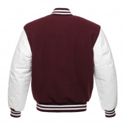 Maroon and White Varsity Jacket Letterman Jacket 