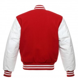 Red and White Varsity College Baseball Letterman Jacket 