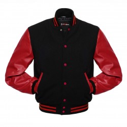 Black and Red School College Varsity Jacket 