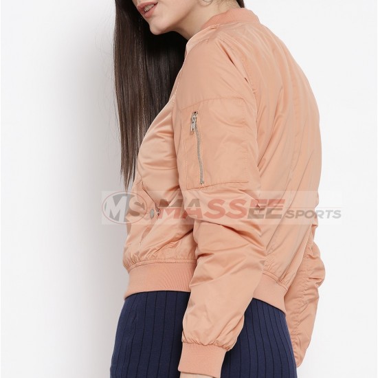 Attractive Satin Bomber Jacket Silk Woman Embroidered Bomber Jacket Wholesale