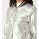 Silver Bomber Jacket Customized Casual Wear Sublimation Bomber Jacket For ladies 