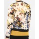 Fashion Retro Floral Print Women Coat Casual Zipper Up Bomber Jacket Ladies Casual 