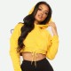 New stylish Yellow women fitness hoodies custom logo crop top wholesale women hoodies 