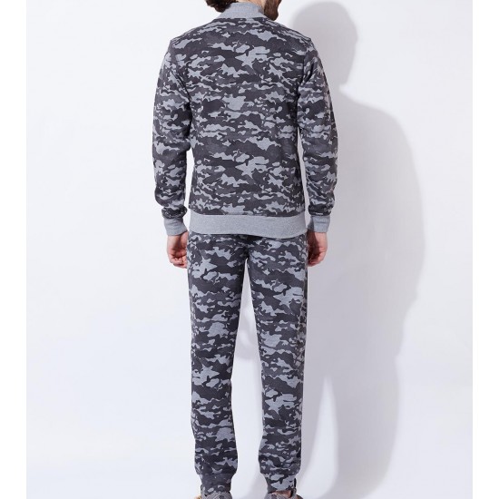 New custom high quality sweatsuit for men camouflage grey color slim fit fashion tracksuit 