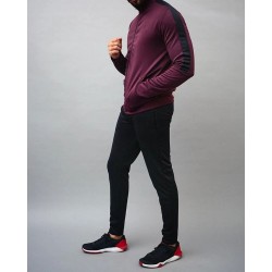 Wholesale Pakistan Massee Sports Maroon Black Polyester Dri-Fit Products Blank Microfiber Tracksuit 