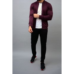 high quality luxury high neck premium fitted black and maroon microfiber sportswear clothing tracksuit 