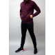 high quality luxury high neck premium fitted black and maroon microfiber sportswear clothing tracksuit 