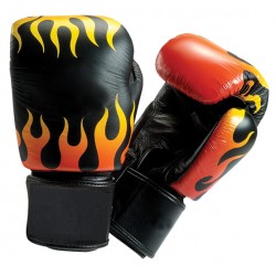 Fire Print Wholesale Custom Leather Boxing Gloves For Professionals 