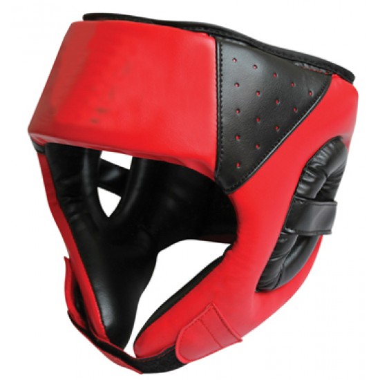 Black & Red Leather Head Guard 