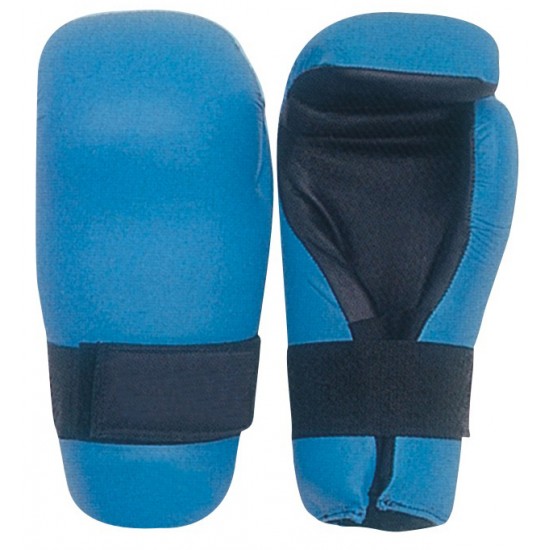 Pro Blue With Designs Semi Contact Open Palm Gloves