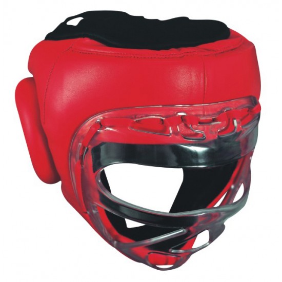 Red color with plastic frame protection boxing head guard 