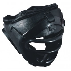 Black Color Leather Boxing Head Guard with face frame 