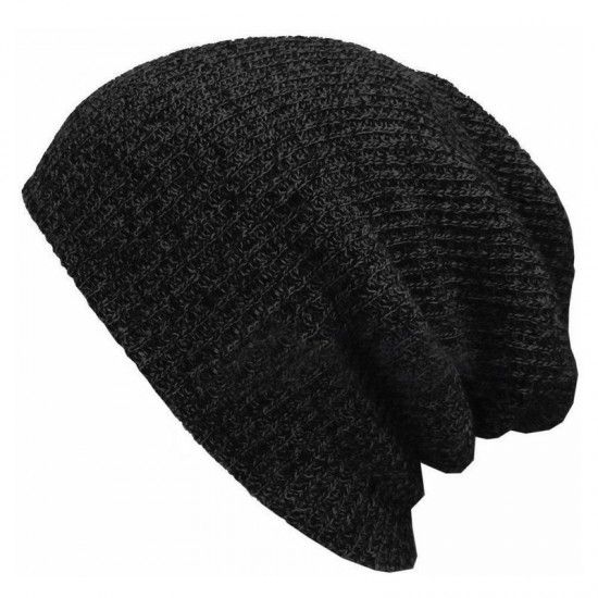 Comfortable black common man and woman custom acrylic knitted beanie 