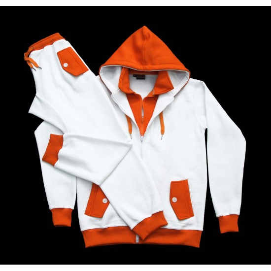 Orange & White 100% Cotton Custom Sweat Suit 